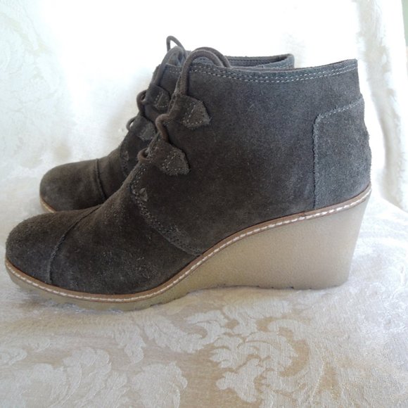 Toms Brown Suede Kala Desert Wedge Lace Up Booties 8.5 - Picture 3 of 9